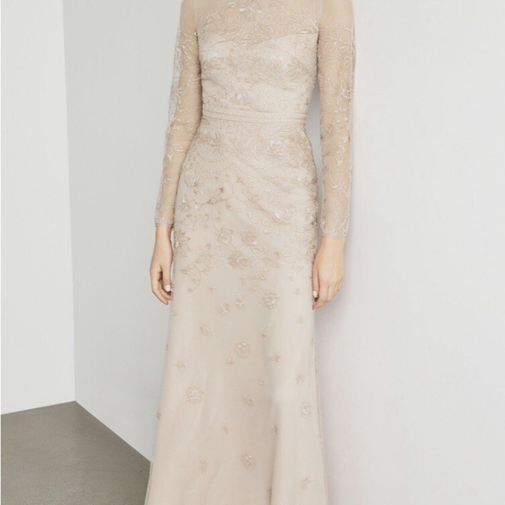 BCBGMaxAzria Blush Lace Long Sleeve Dress